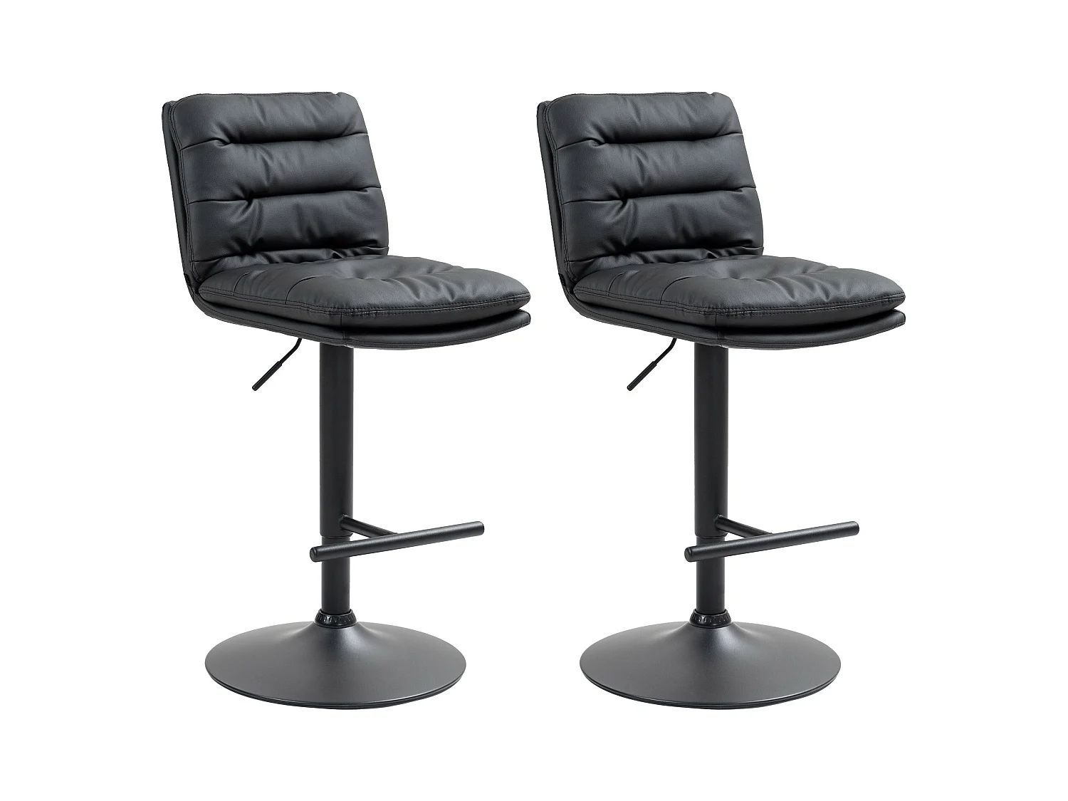Lot de 2  Tabouret de bar - Similicuir & Noir - Noir - Damar
