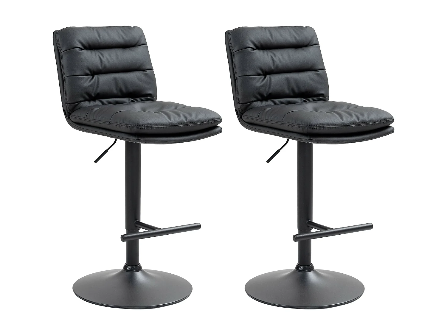 Lot de 2  Tabouret de bar - Similicuir & Noir - Noir - Damar