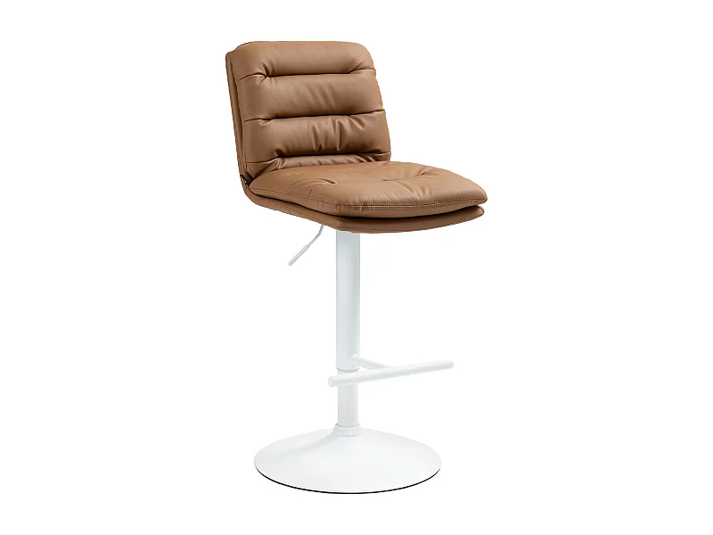 Tabouret de bar - Similicuir & Blanc - Marron clair - Damar