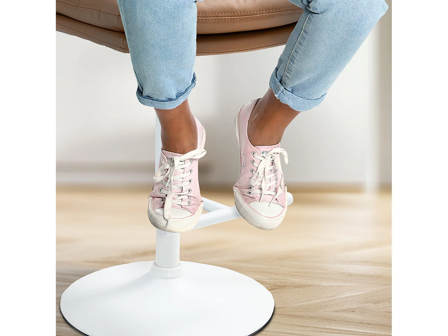 Tabouret de bar - Similicuir & Blanc - Marron clair - Damar