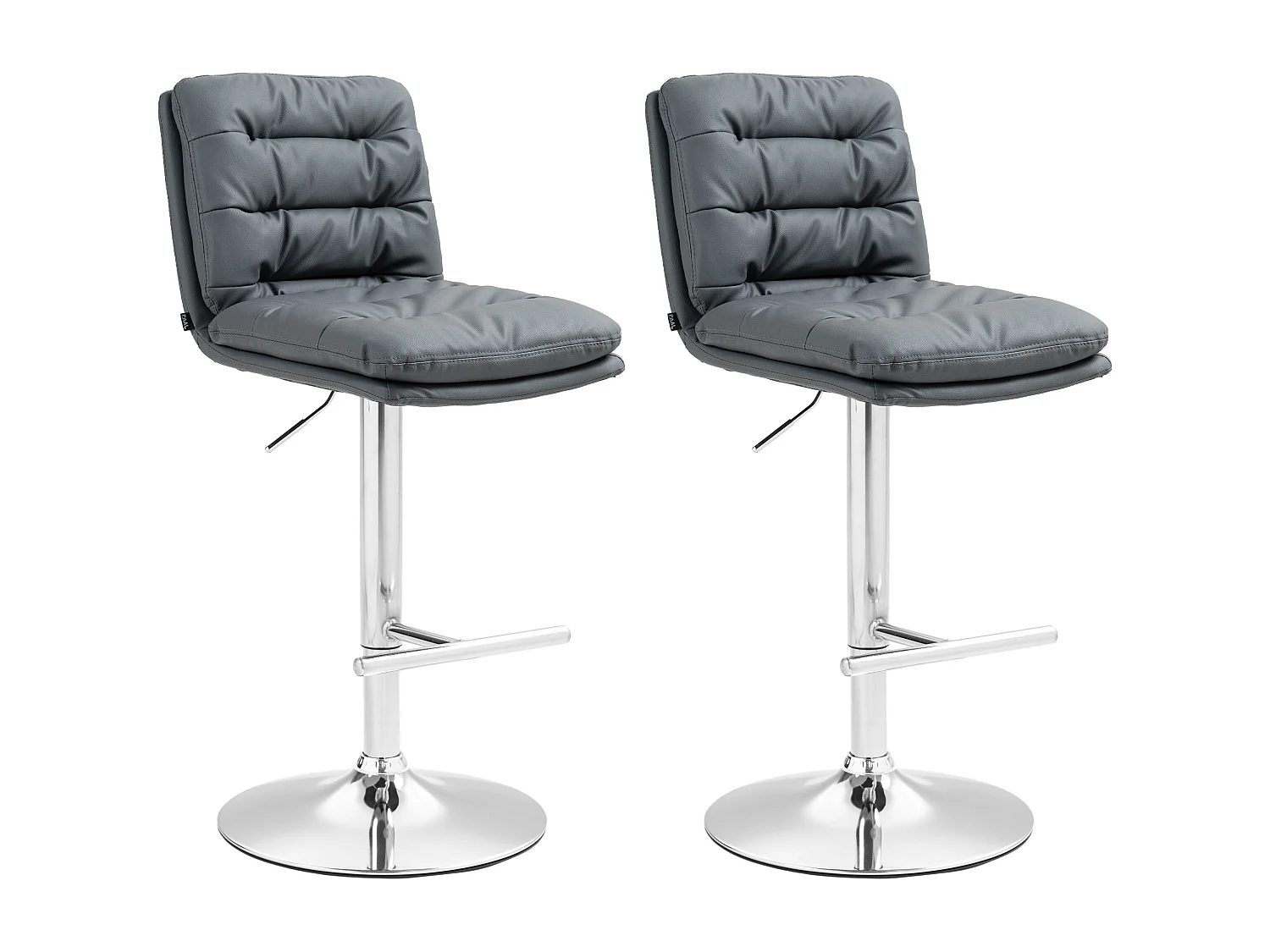 Lot de 2  Tabouret de bar - Similicuir & Chrome - Gris - Damar