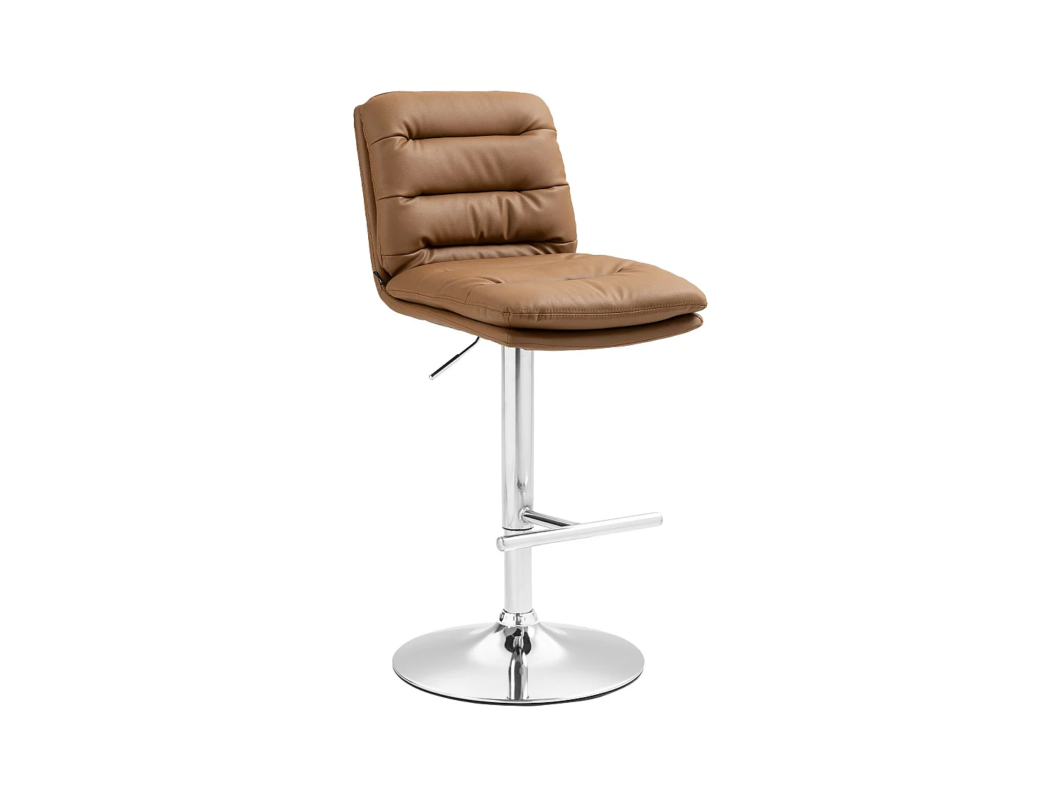 Tabouret de bar - Similicuir & Chrome - Marron clair - Damar