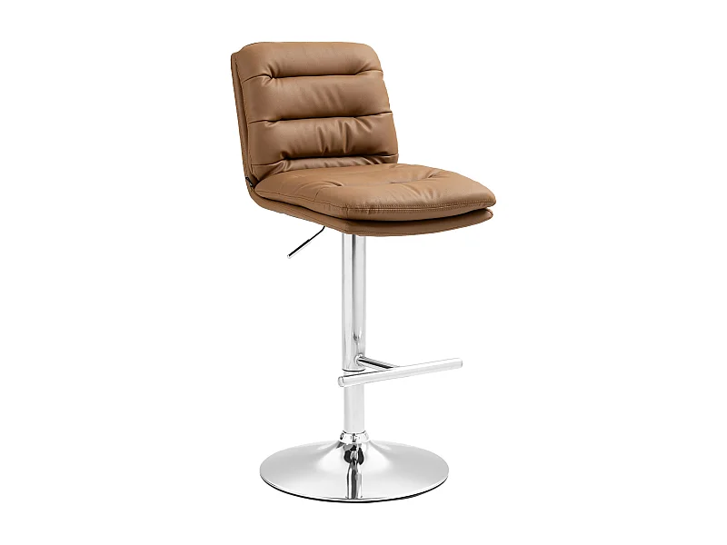 Tabouret de bar - Similicuir & Chrome - Marron clair - Damar