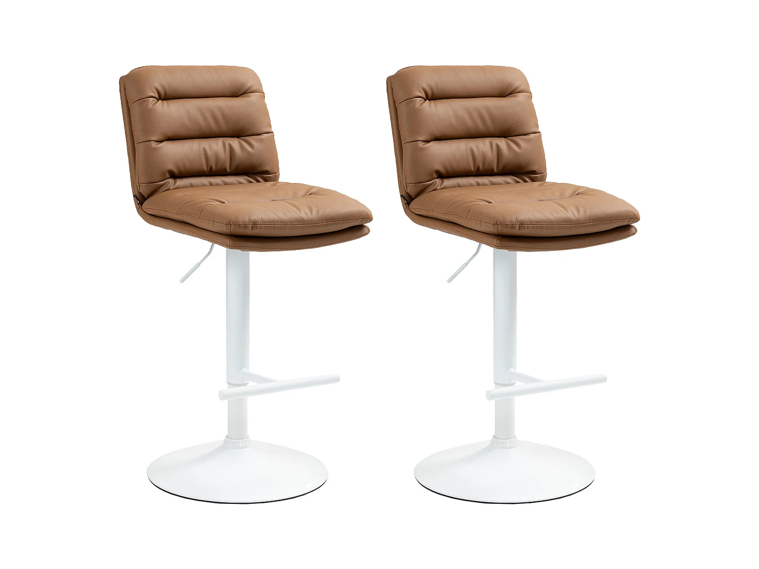 Lot de 2  Tabouret de bar - Similicuir & Blanc - Marron clair - Damar