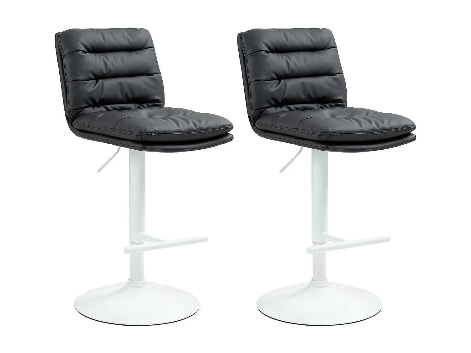 Lot de 2  Tabouret de bar - Similicuir & Blanc - Noir - Damar