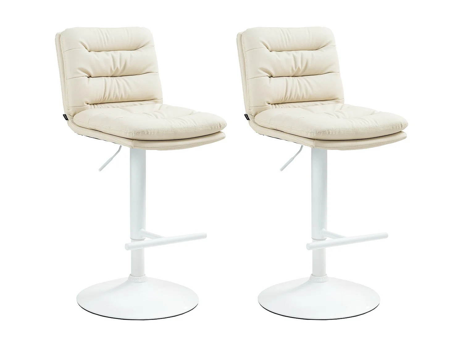 Lot de 2  Tabouret de bar - Similicuir & Blanc - Crème - Damar