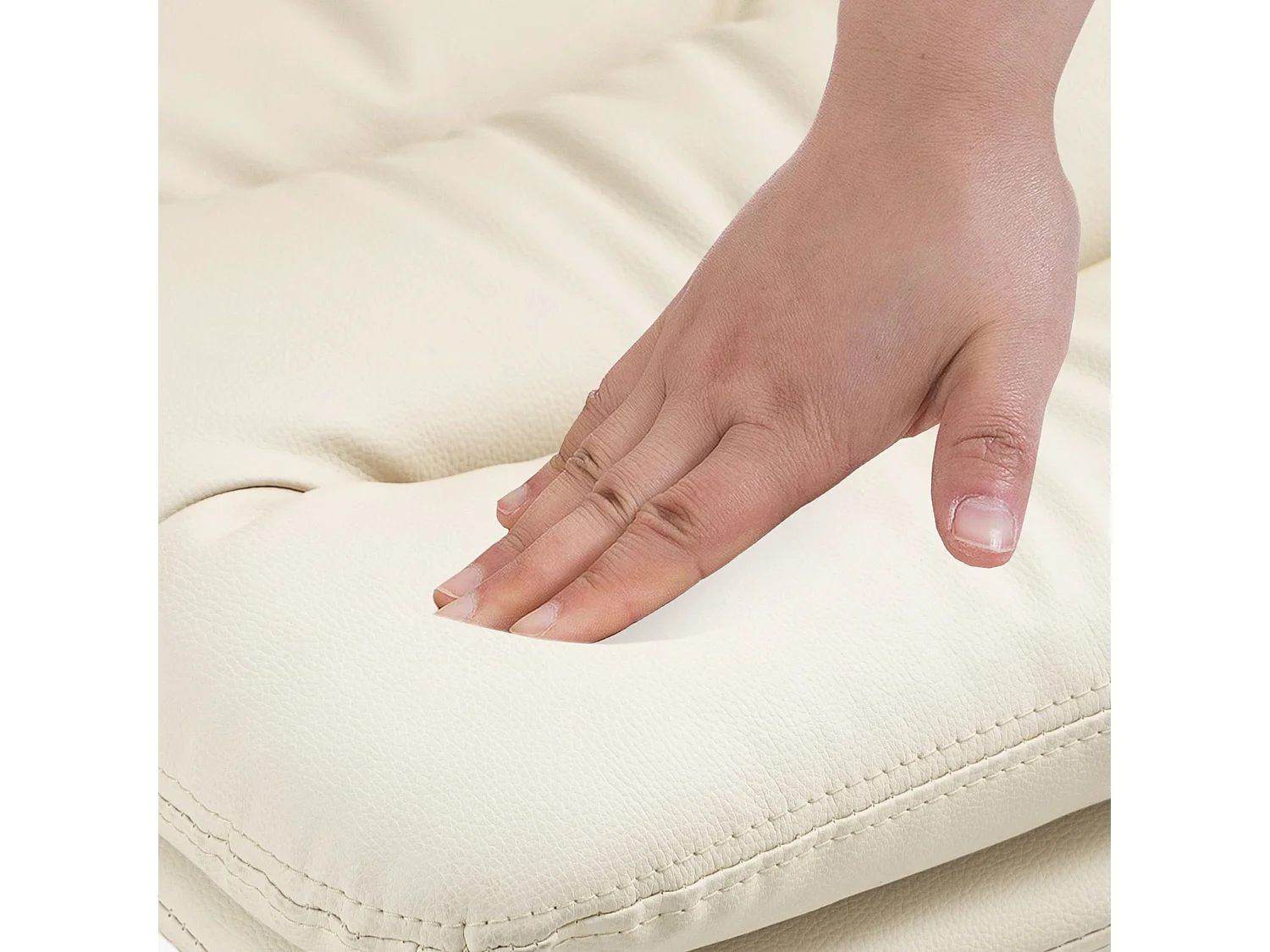 Lot de 2  Tabouret de bar - Similicuir & Blanc - Crème - Damar