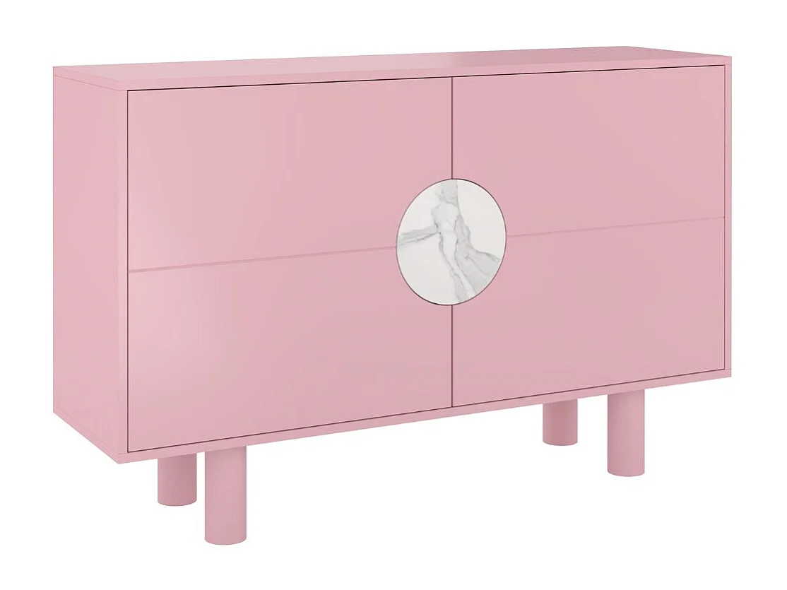 Sideboard Zoe, mit marmor, 140 cm, rosa