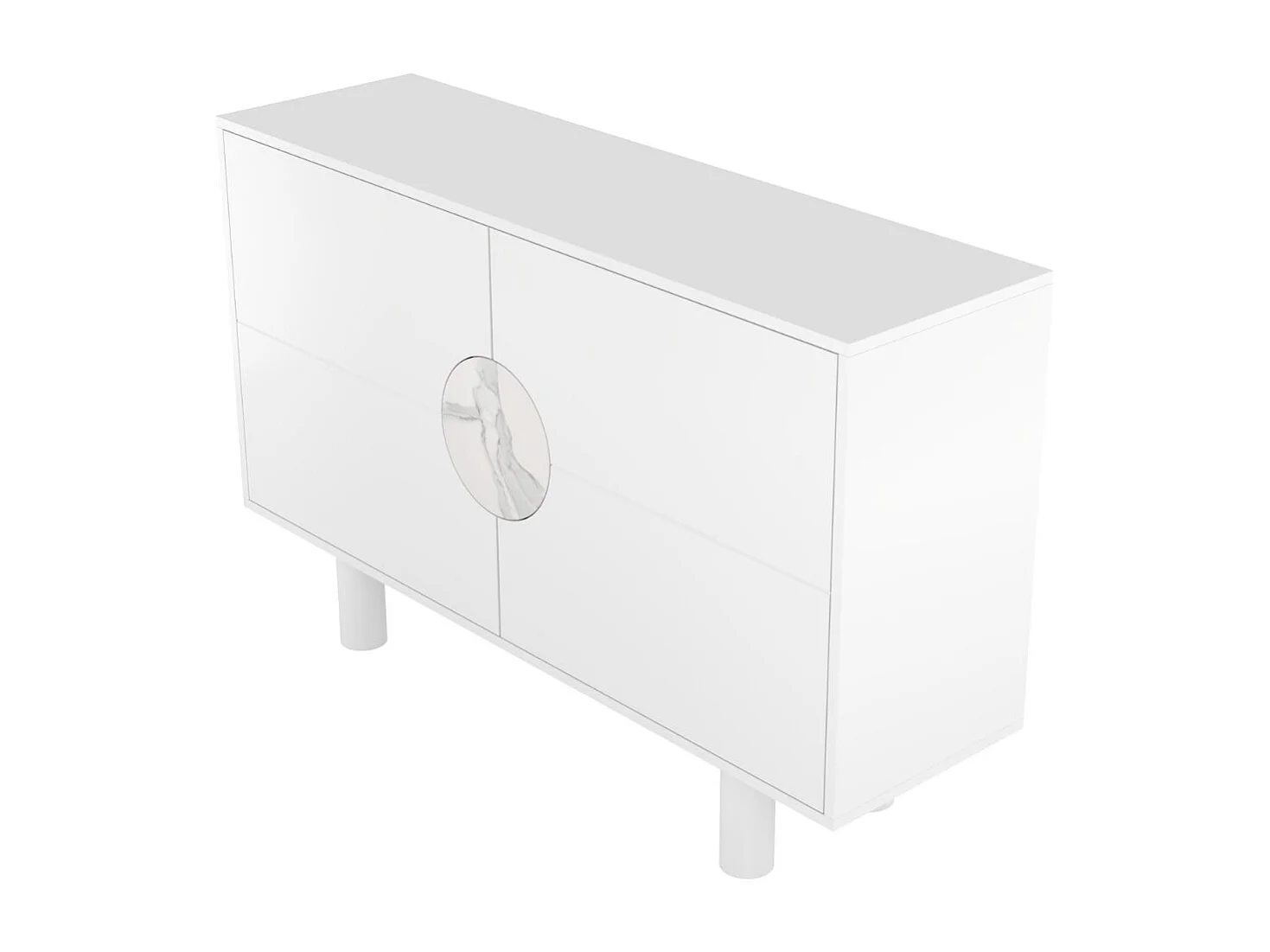 Buffet moderne avec marbre Dancan ZOE 2D / couleur blanche / largeur 140 cm