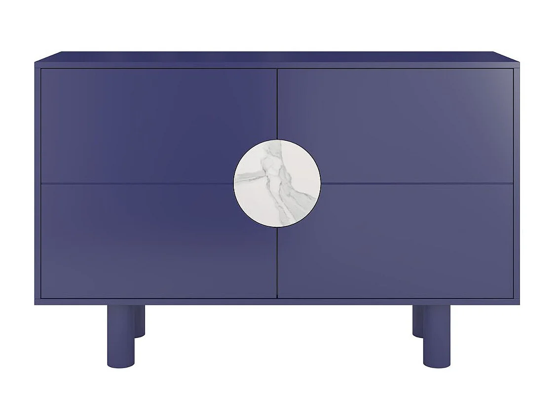 Buffet moderne avec marbre Dancan ZOE 2D / couleur bleu noble / largeur 140 cm