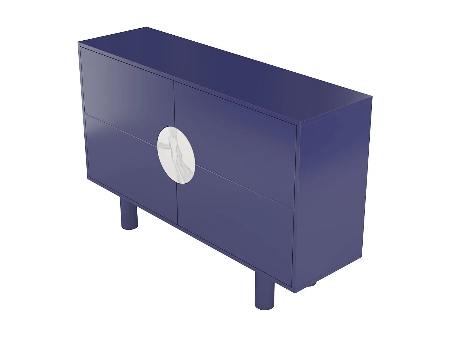 Buffet moderne avec marbre Dancan ZOE 2D / couleur bleu noble / largeur 140 cm