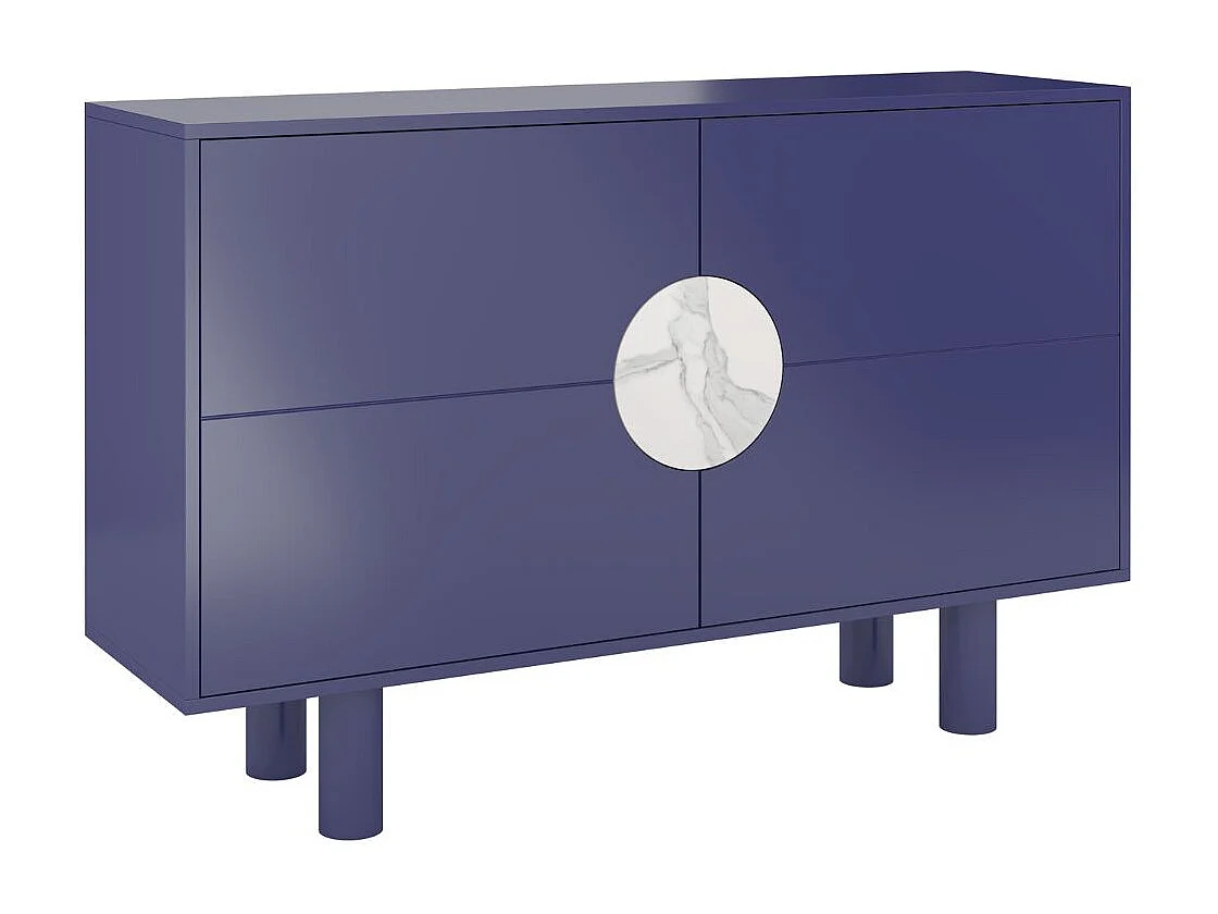 Sideboard Zoe, mit marmor, 140 cm, marineblau