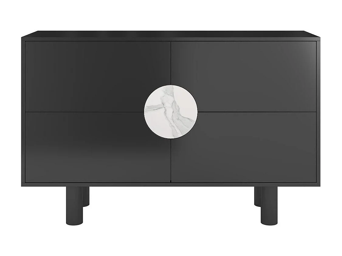 Sideboard Zoe, mit marmor, 140 cm, schwarz