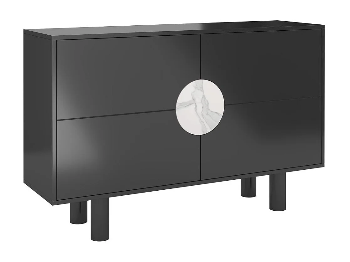 Sideboard Zoe, mit marmor, 140 cm, schwarz