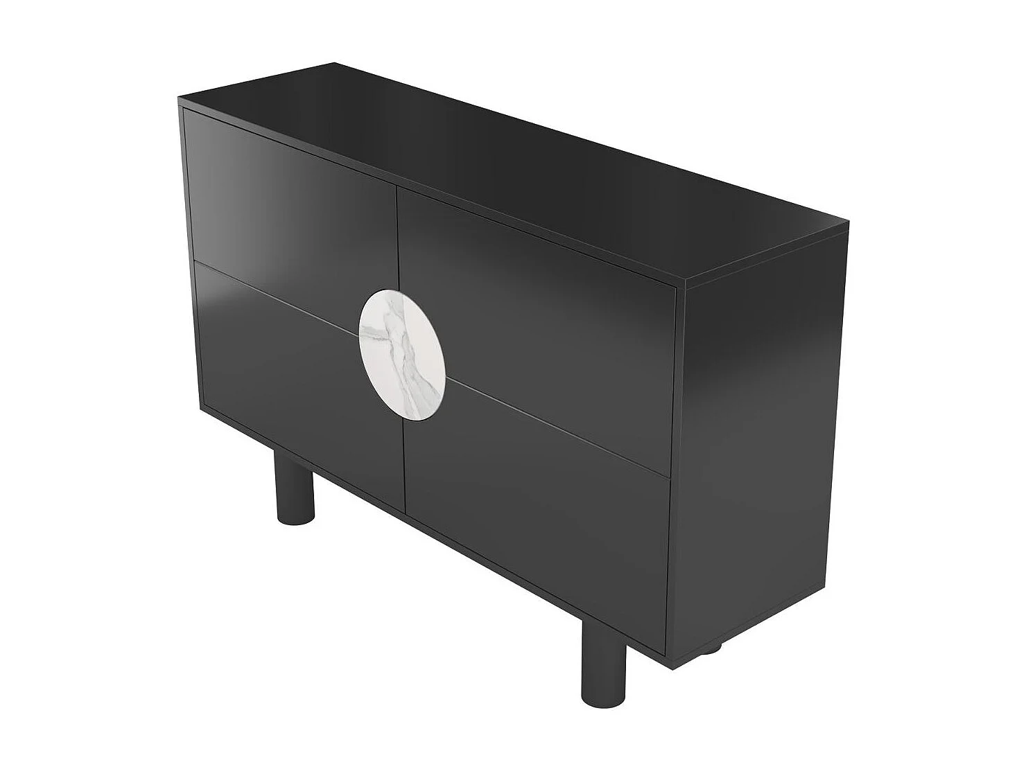 Sideboard Zoe, mit marmor, 140 cm, schwarz