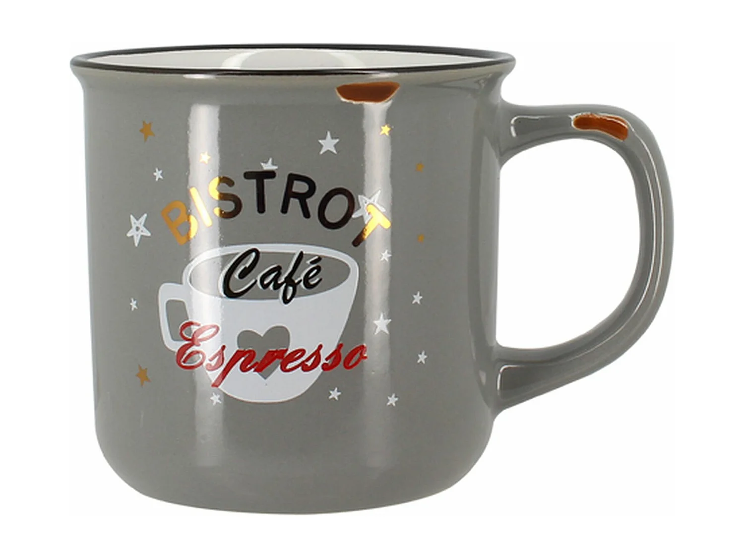 Novastyl - Lot 6 Mugs Cafetaria En Gres 33cl 3 Couleurs Assorties