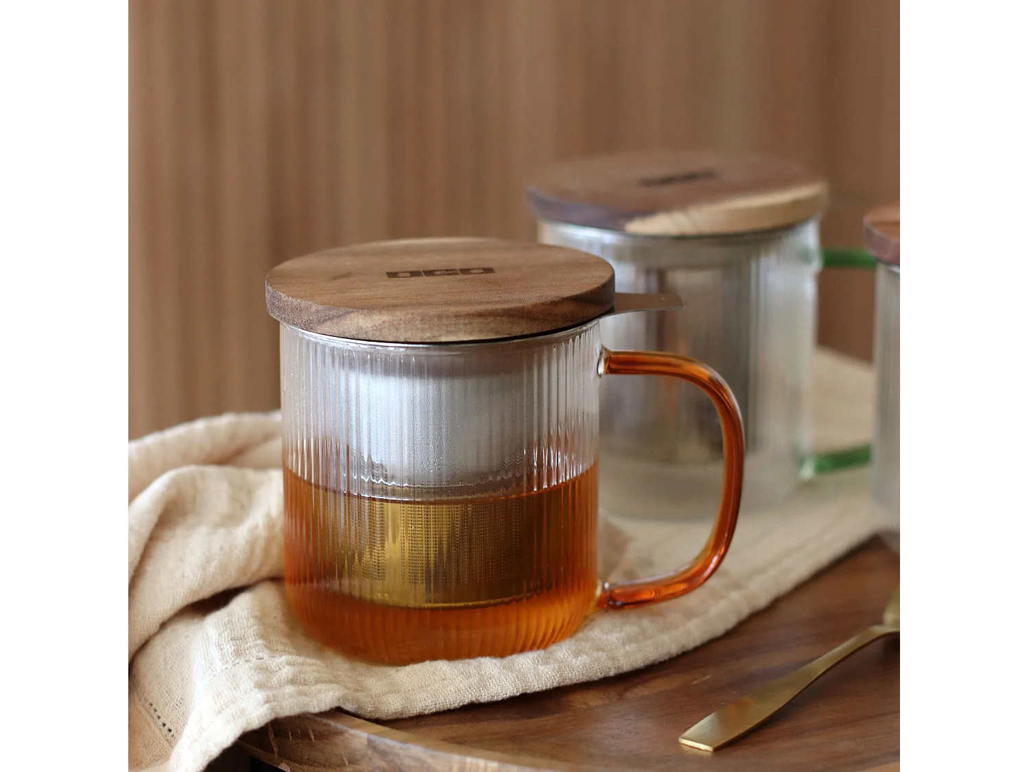 Ogo Living - Tisanière Karl 300ml En Verre Borosilicate Anse Ambre
