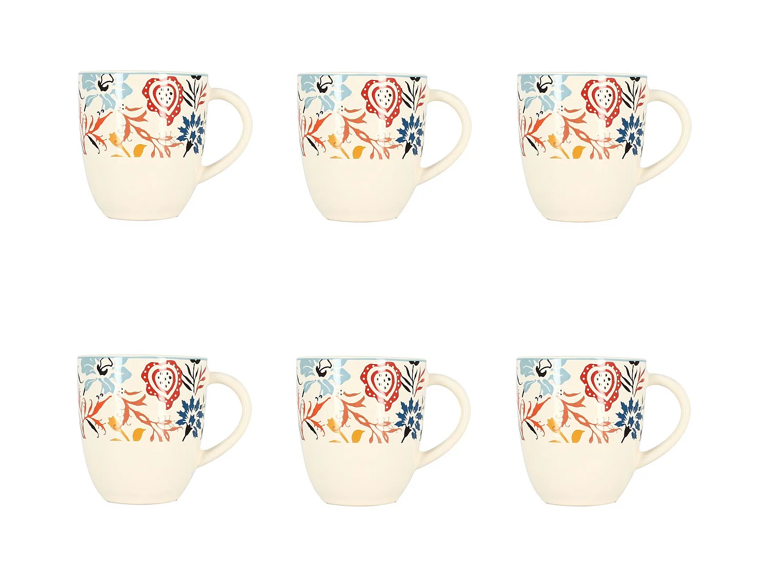 Novastyl - Lot 6 Mugs Jaipur 350ml En Gres