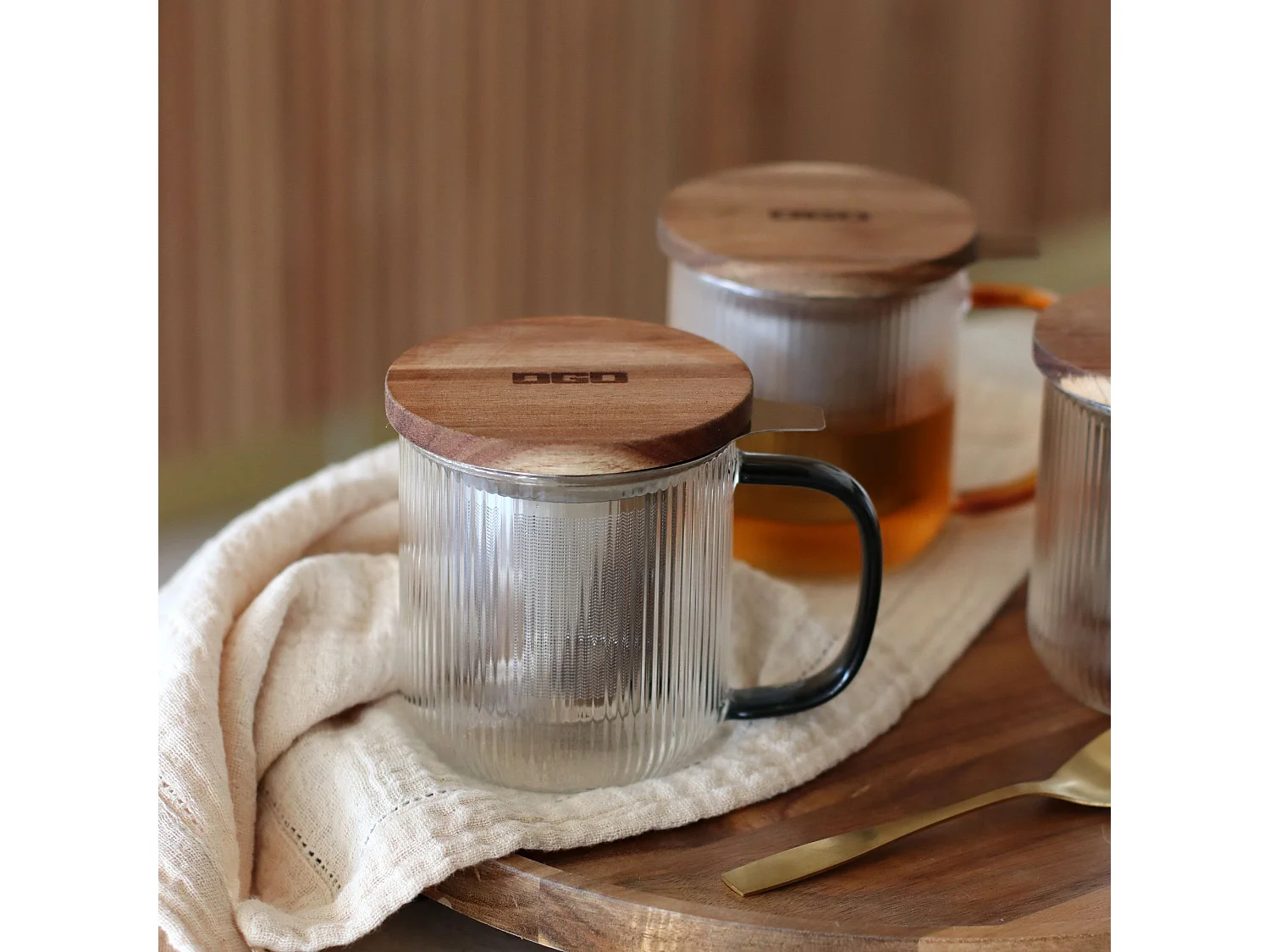 Ogo Living - Tisanière Karl 300ml En Verre Borosilicate Anse Graphite