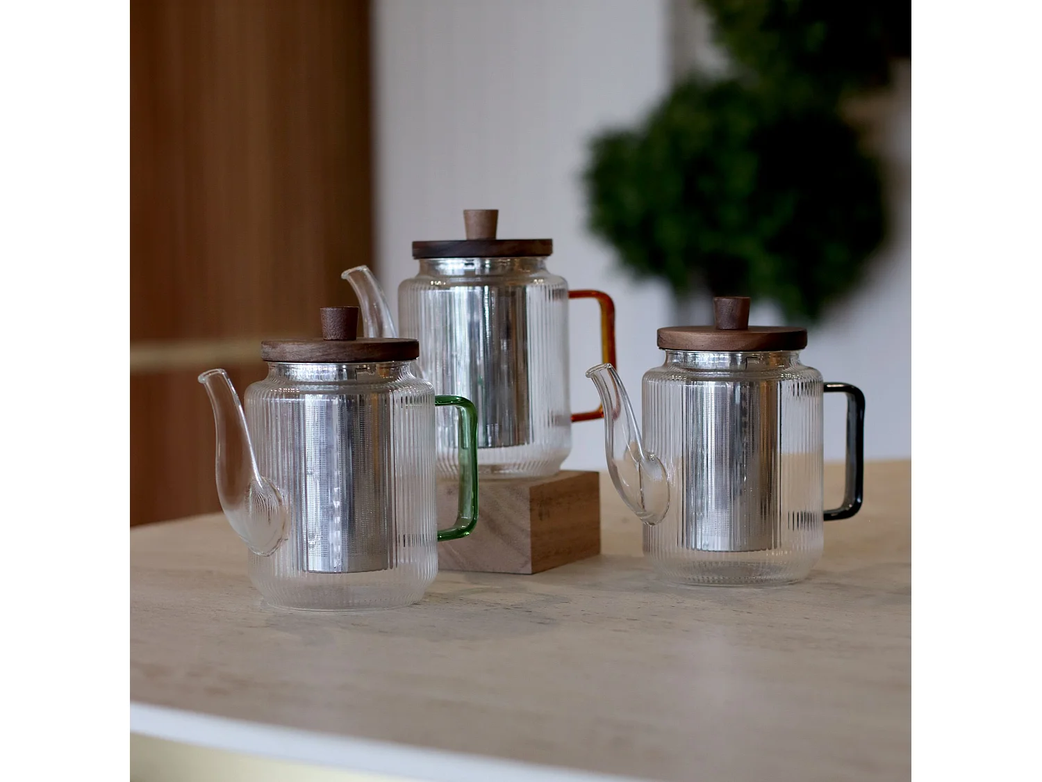 Ogo Living - Théière Karl 550ml En Verre Borosilicate Anse Ambre