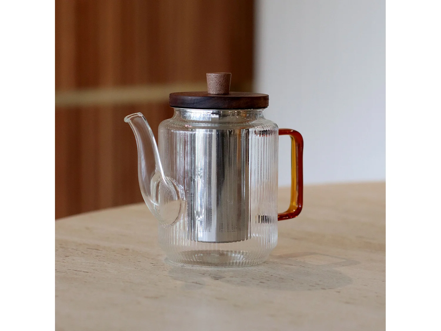 Ogo Living - Théière Karl 550ml En Verre Borosilicate Anse Ambre