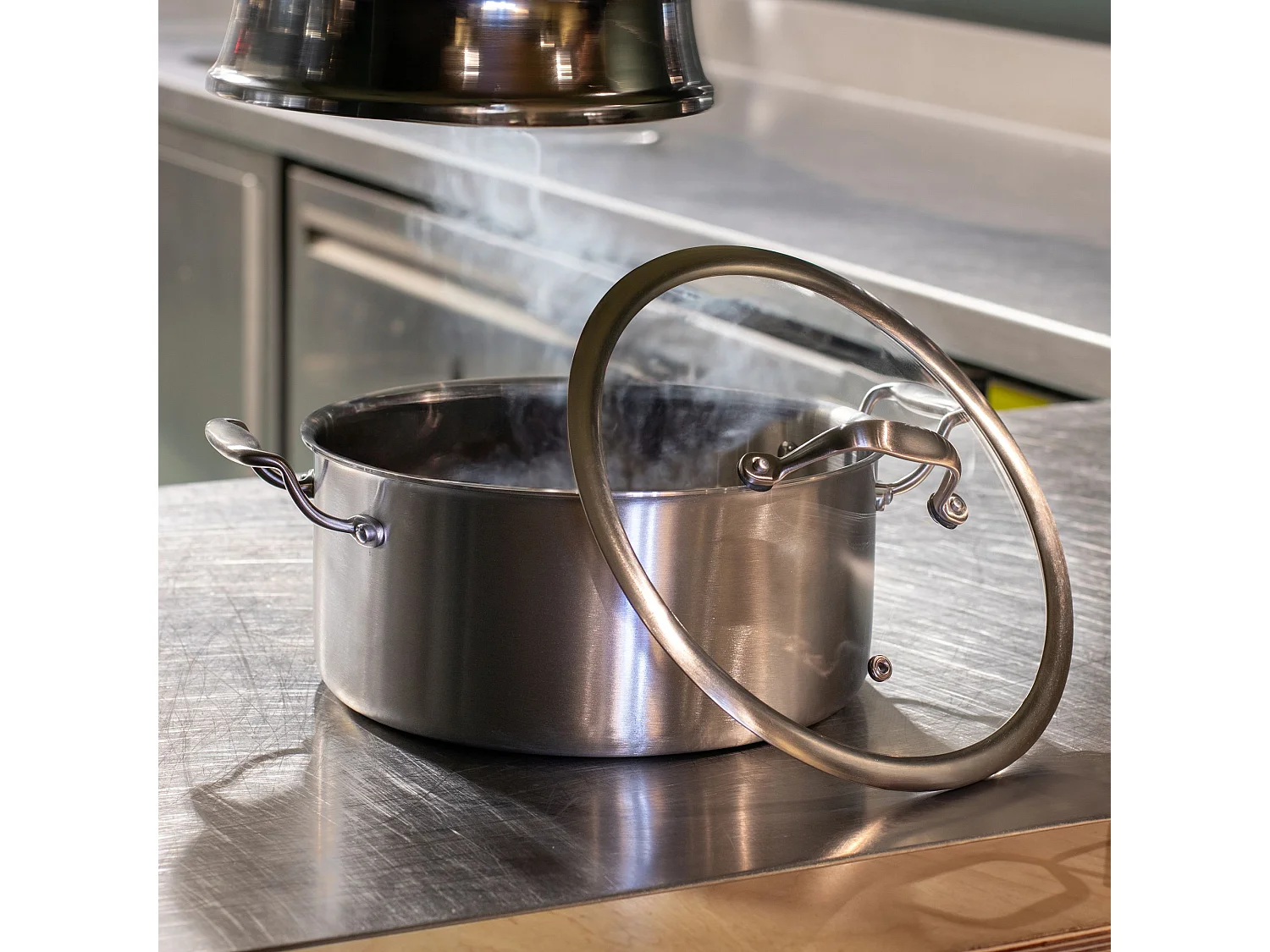 Menastyl - Faitout Triply 24cm En Acier Inoxydable Avec Couvercle En Verre