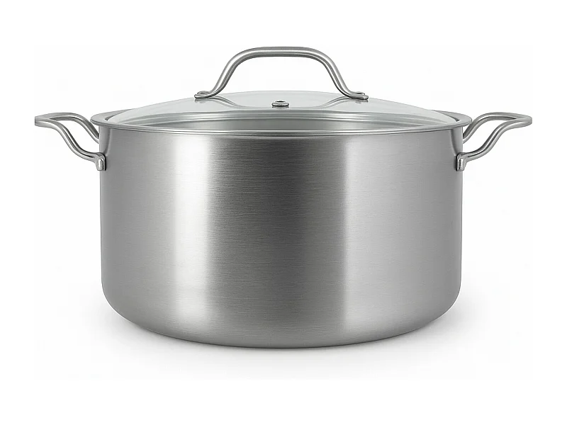 Menastyl - Faitout Triply 24cm En Acier Inoxydable Avec Couvercle En Verre