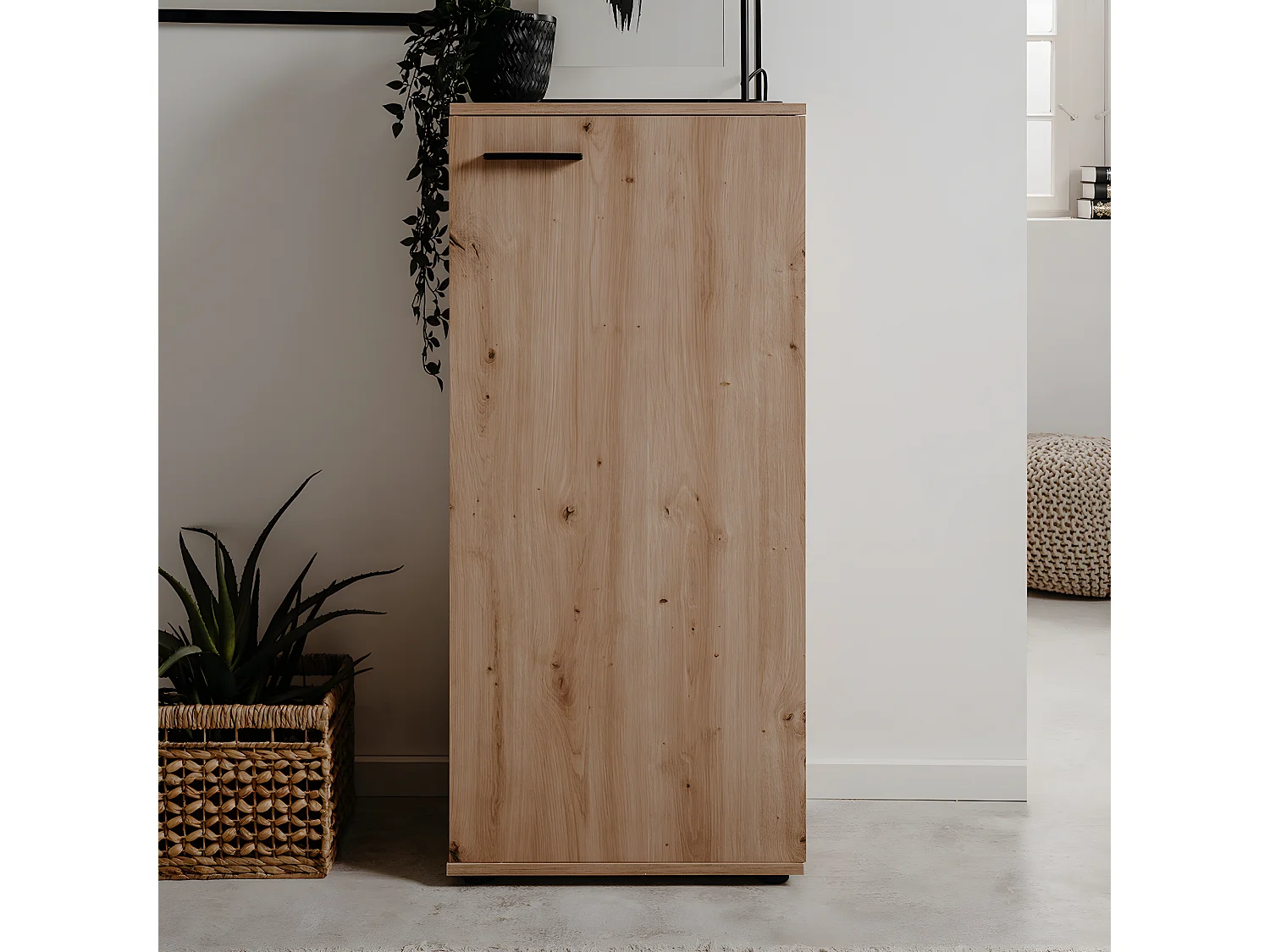 Meuble à chaussures 1 porte effet chêne 50 cm - Diego