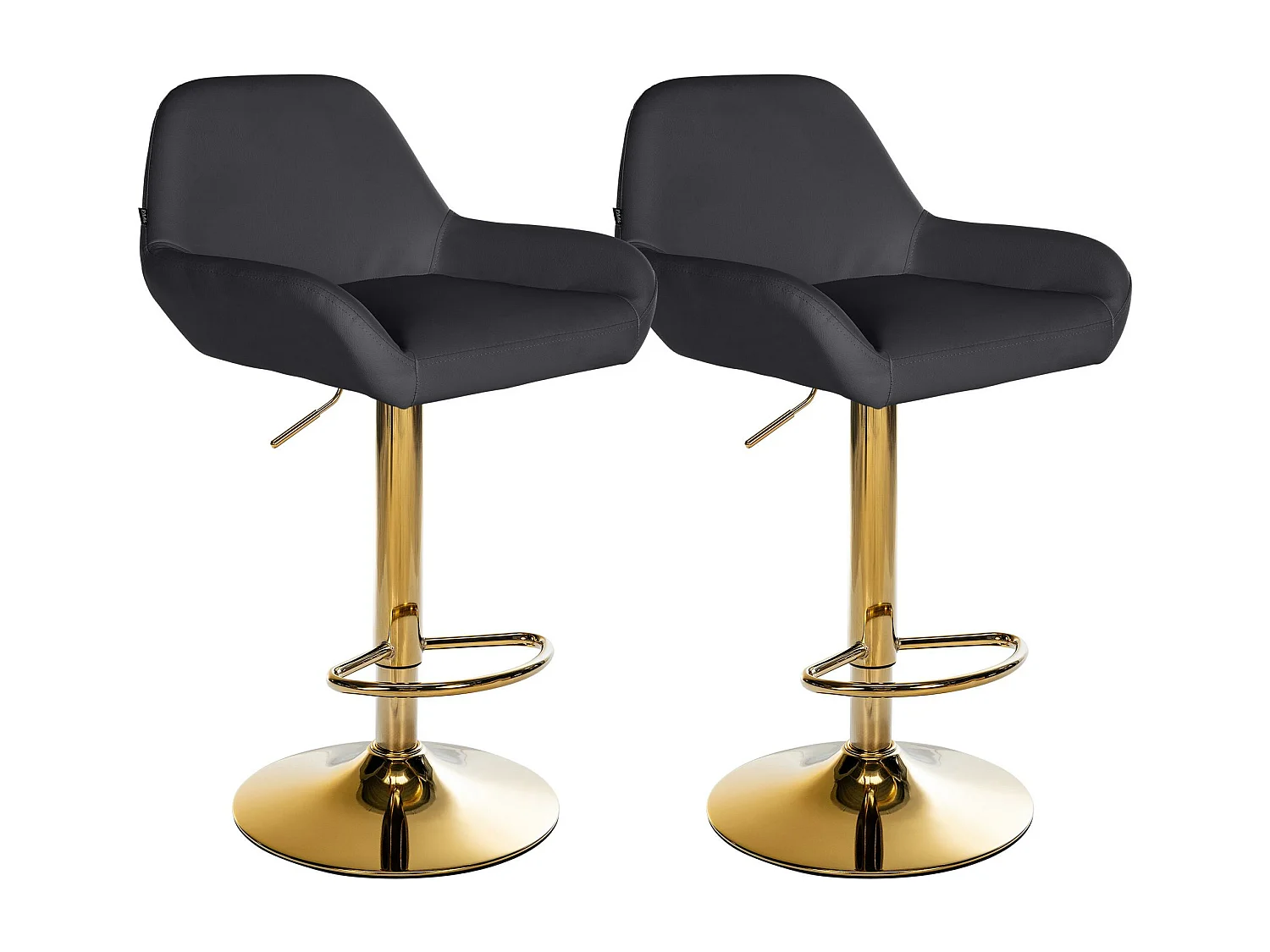 Lot de 2  Tabouret de bar - Similicuir & Métal - Noir - Braga