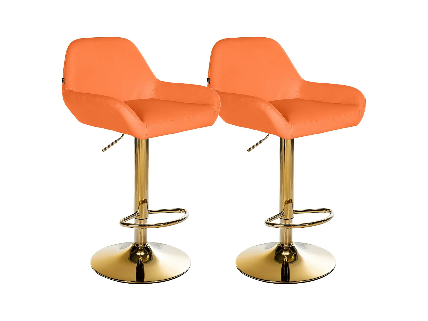 Lot de 2  Tabouret de bar - Similicuir & Métal - Orange - Braga