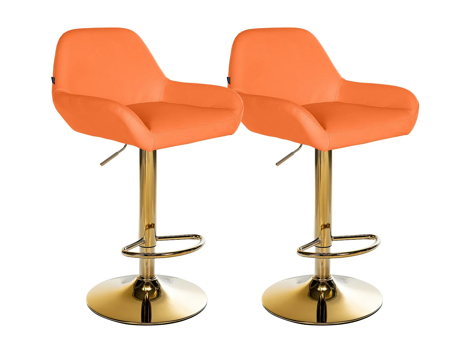 Lot de 2  Tabouret de bar - Similicuir & Métal - Orange - Braga