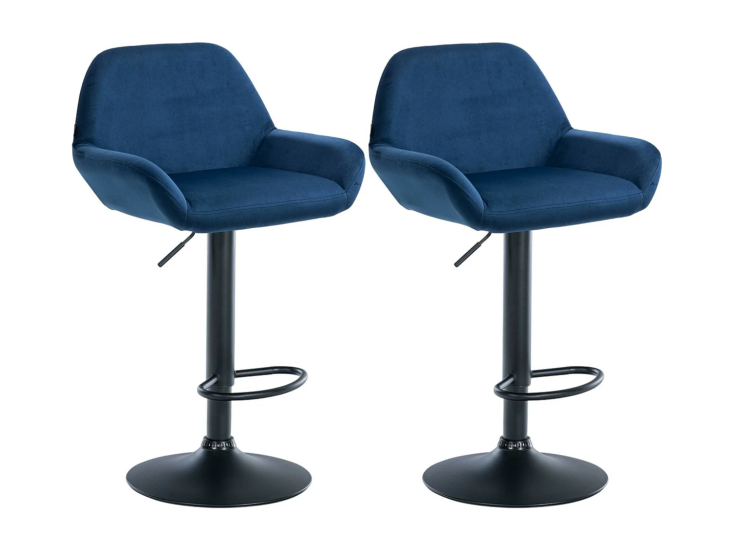 Lot de 2  Tabouret de bar - Velours - Bleu - Braga