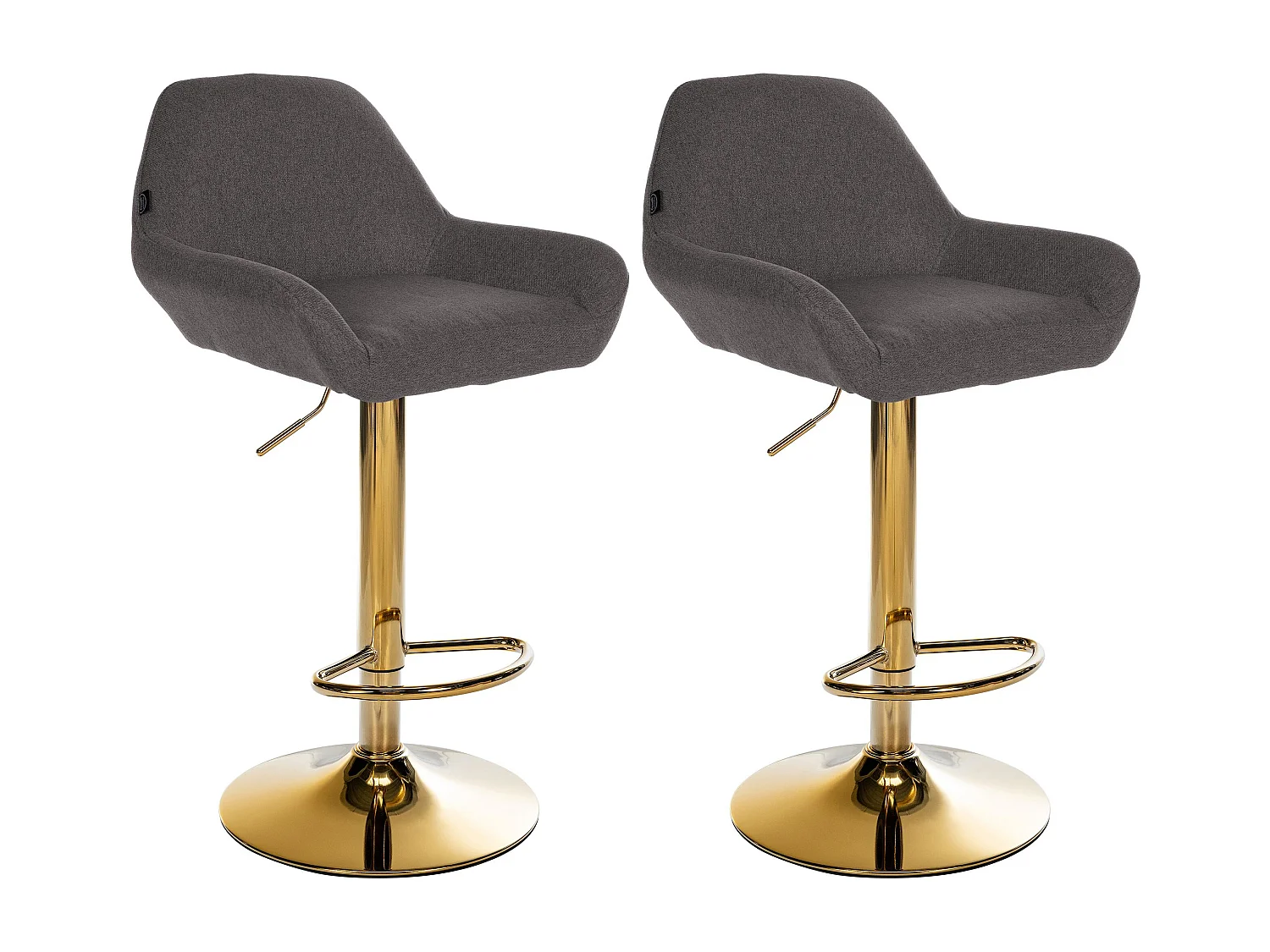 Lot de 2  Tabouret de bar - Tissu & Métal - Gris foncé - Braga