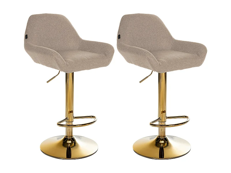 Lot de 2  Tabouret de bar - Tissu & Métal - Taupe - Braga