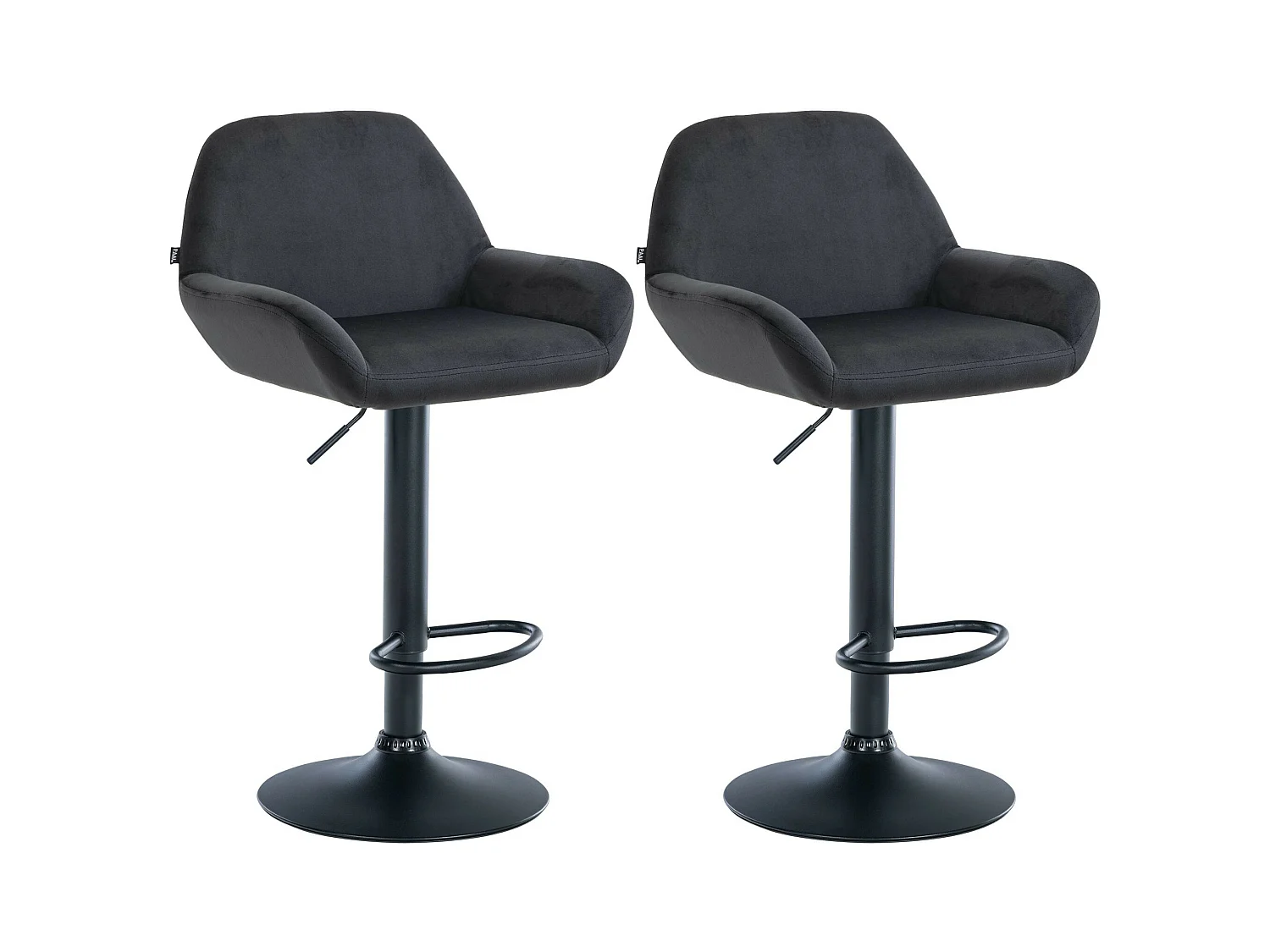 Lot de 2  Tabouret de bar - Velours - Noir - Braga