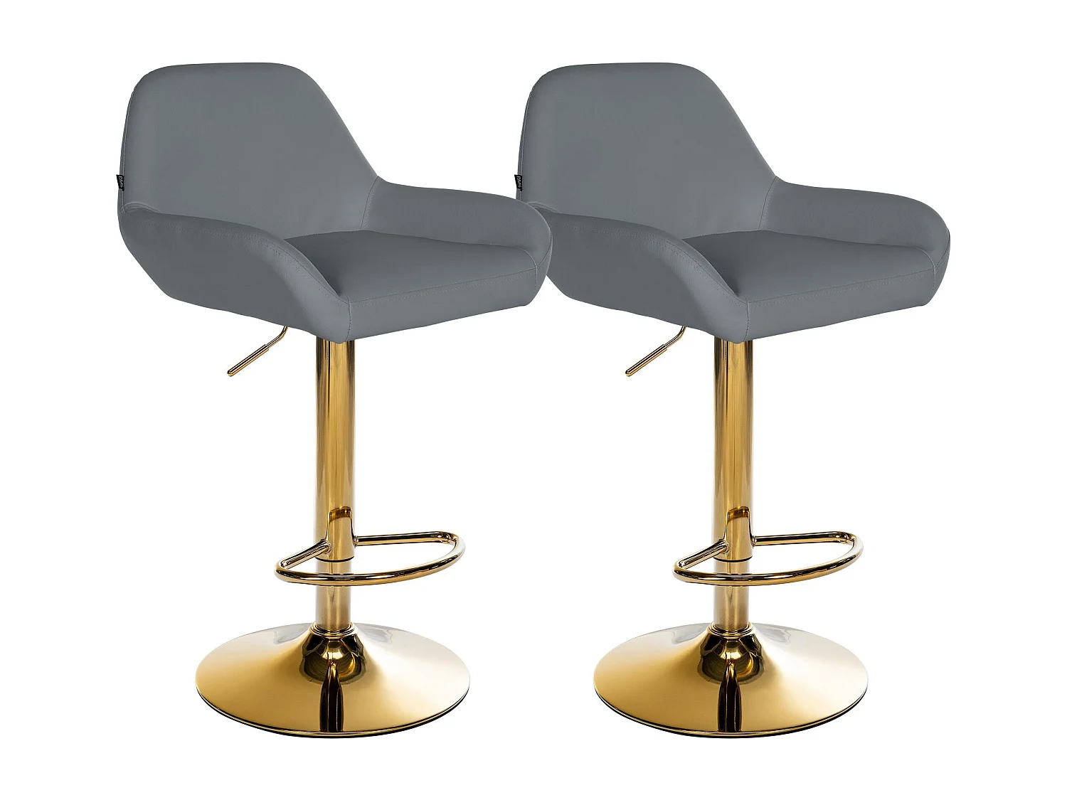 Lot de 2  Tabouret de bar - Similicuir & Métal - Gris - Braga