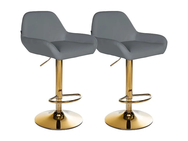 Lot de 2  Tabouret de bar - Similicuir & Métal - Gris - Braga