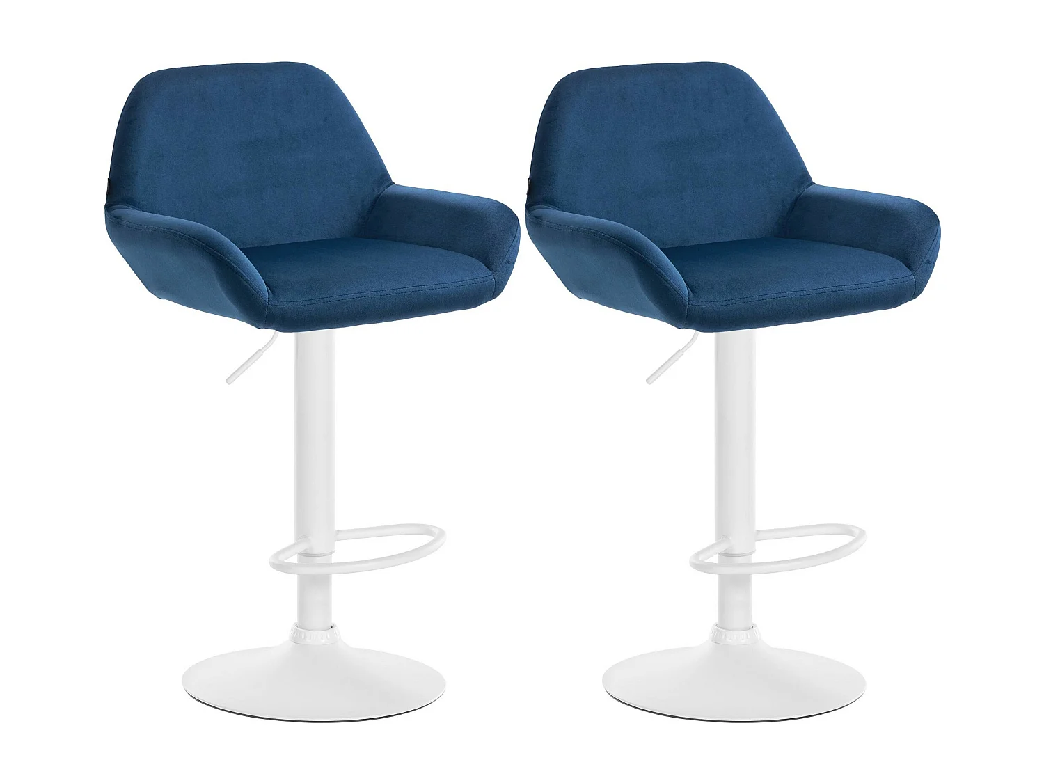 Lot de 2  Tabouret de bar - Velours - Bleu - Braga