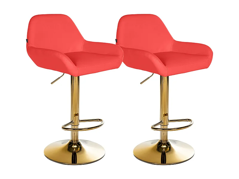 Lot de 2  Tabouret de bar - Similicuir & Métal - Rouge - Braga