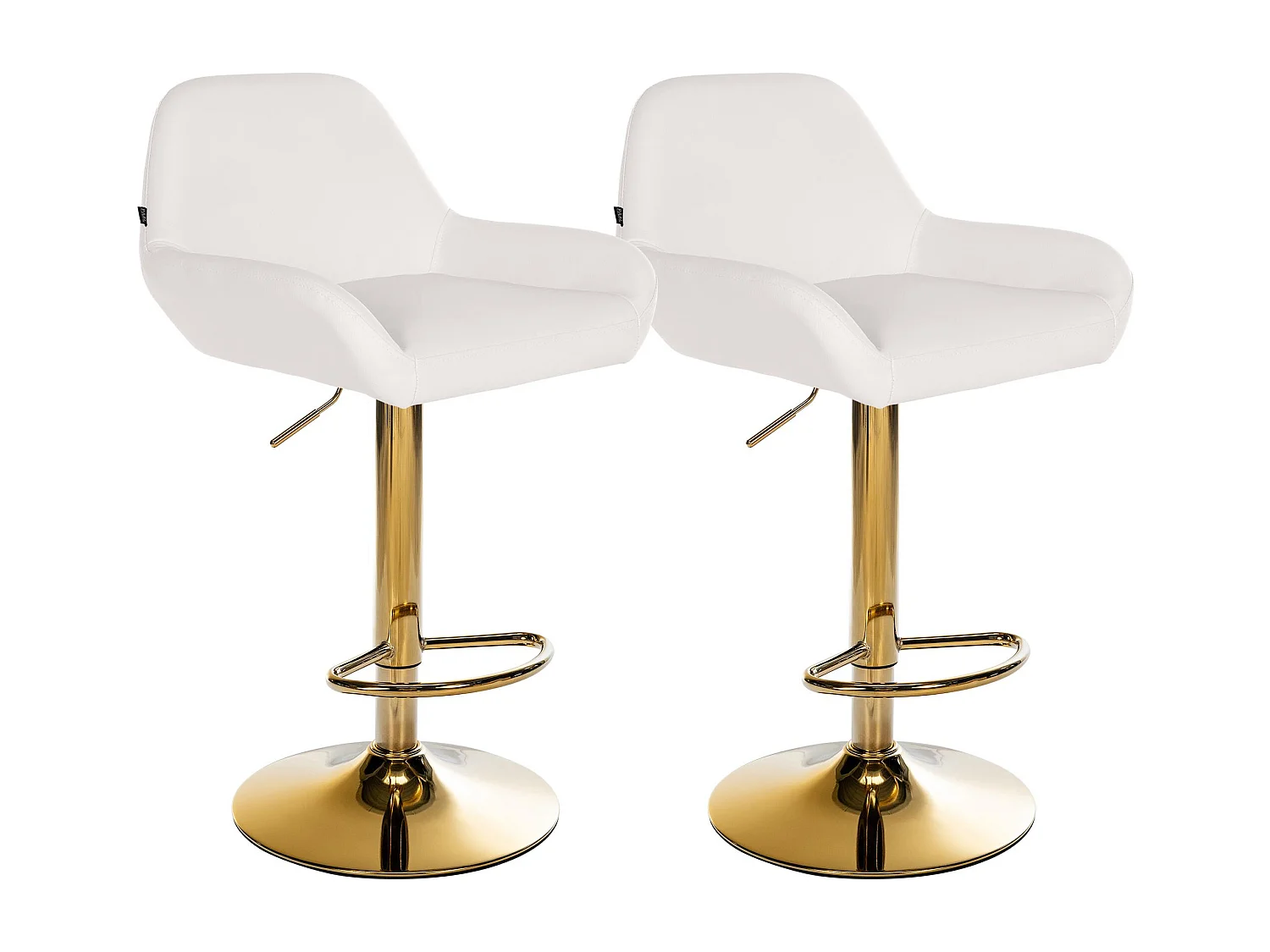 Lot de 2  Tabouret de bar - Similicuir & Métal - Blanc - Braga