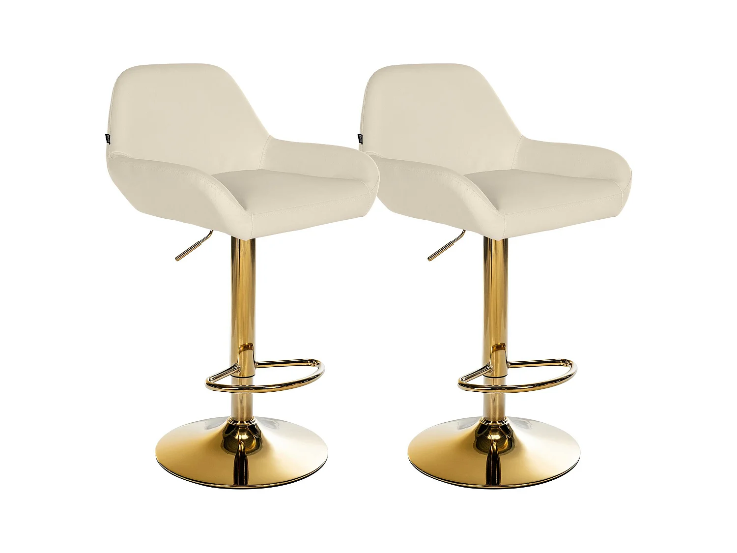 Lot de 2  Tabouret de bar - Similicuir & Métal - Crème - Braga