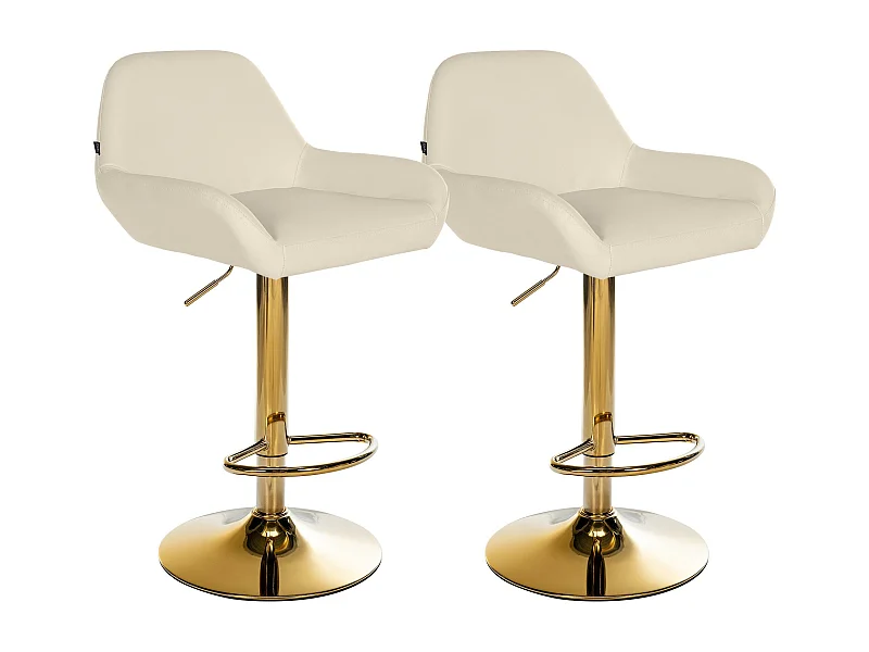 Lot de 2  Tabouret de bar - Similicuir & Métal - Crème - Braga