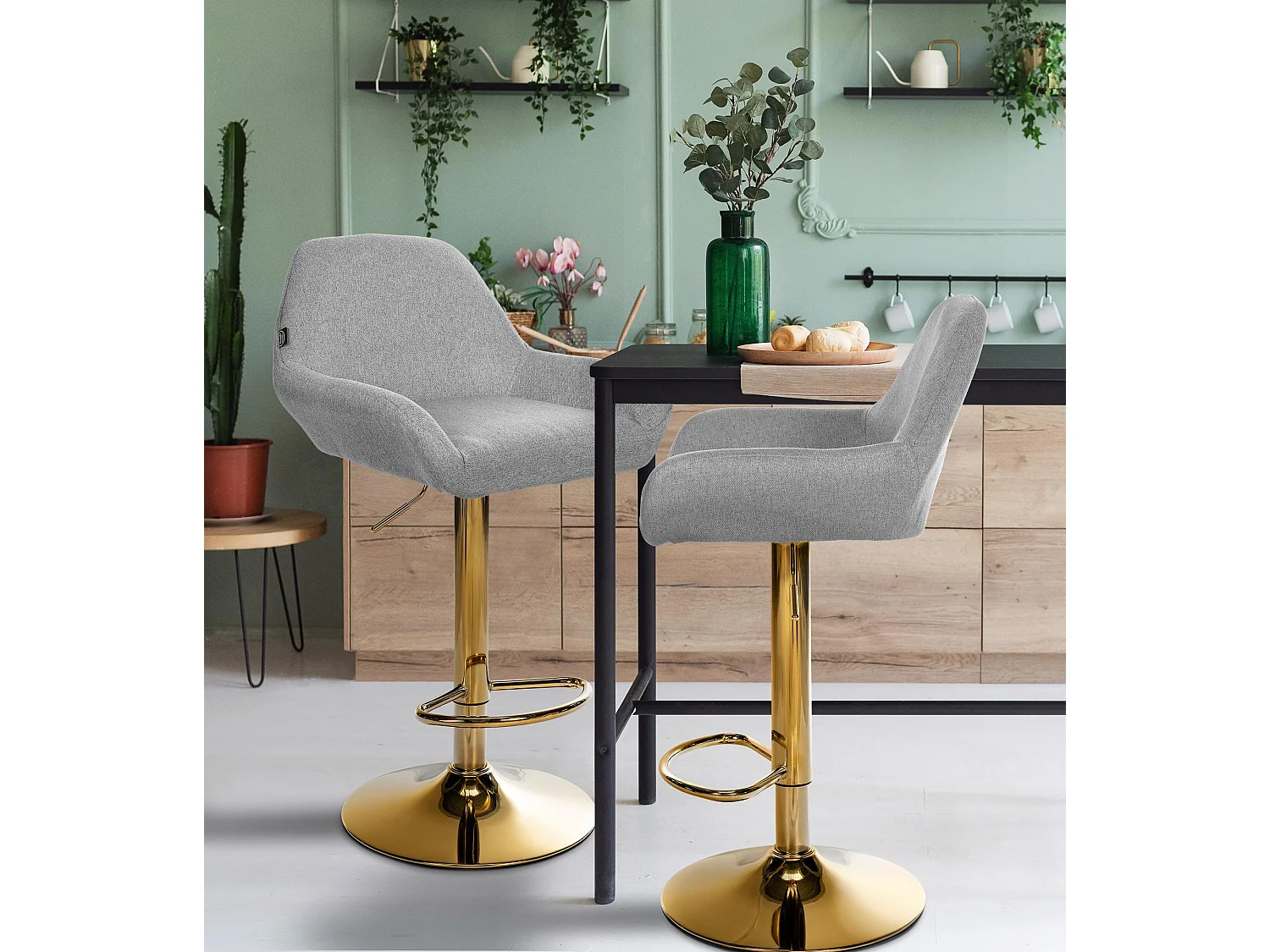 Tabouret de bar - Tissu - Gris - Braga