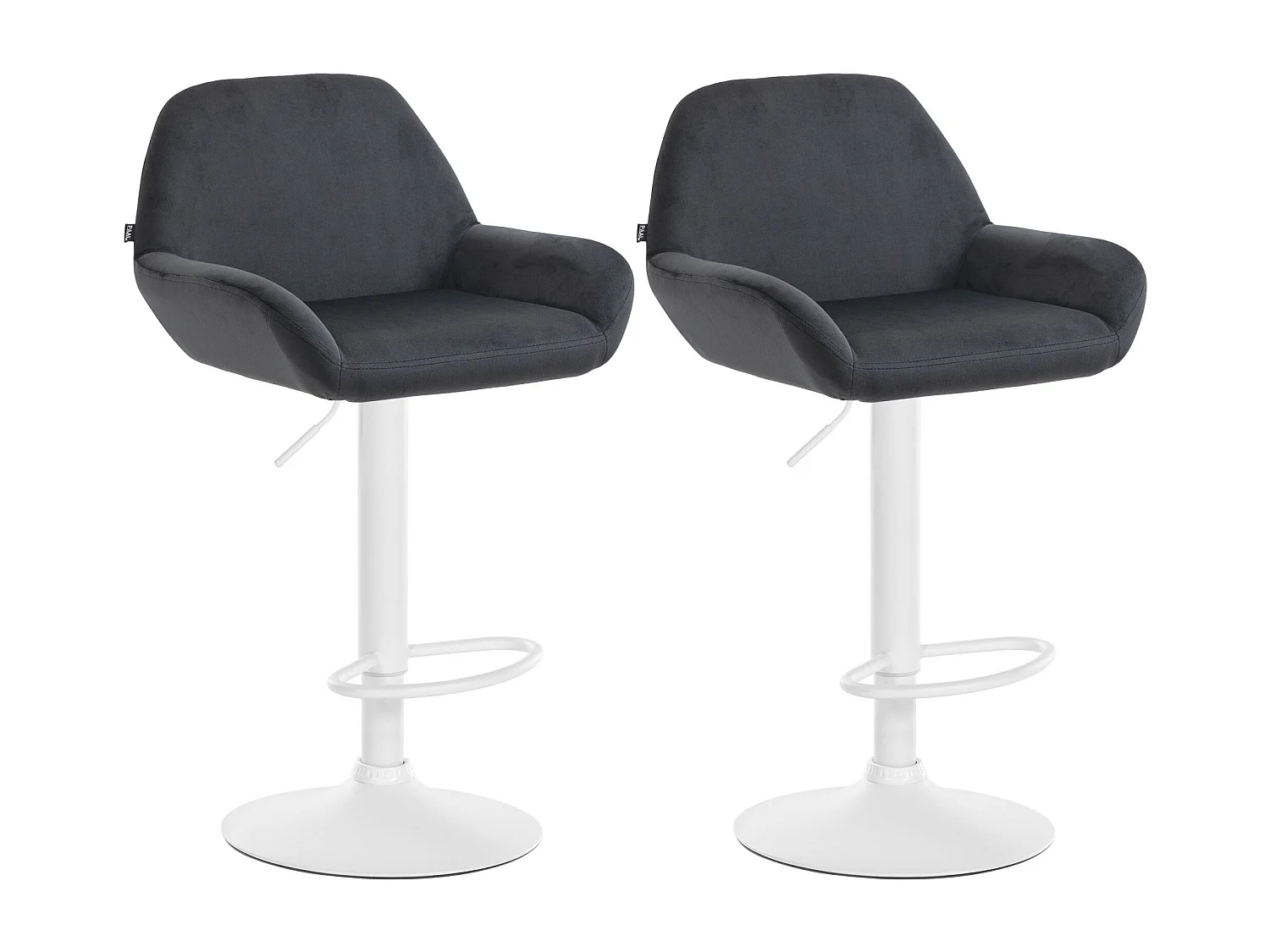 Lot de 2  Tabouret de bar - Velours - Noir - Braga