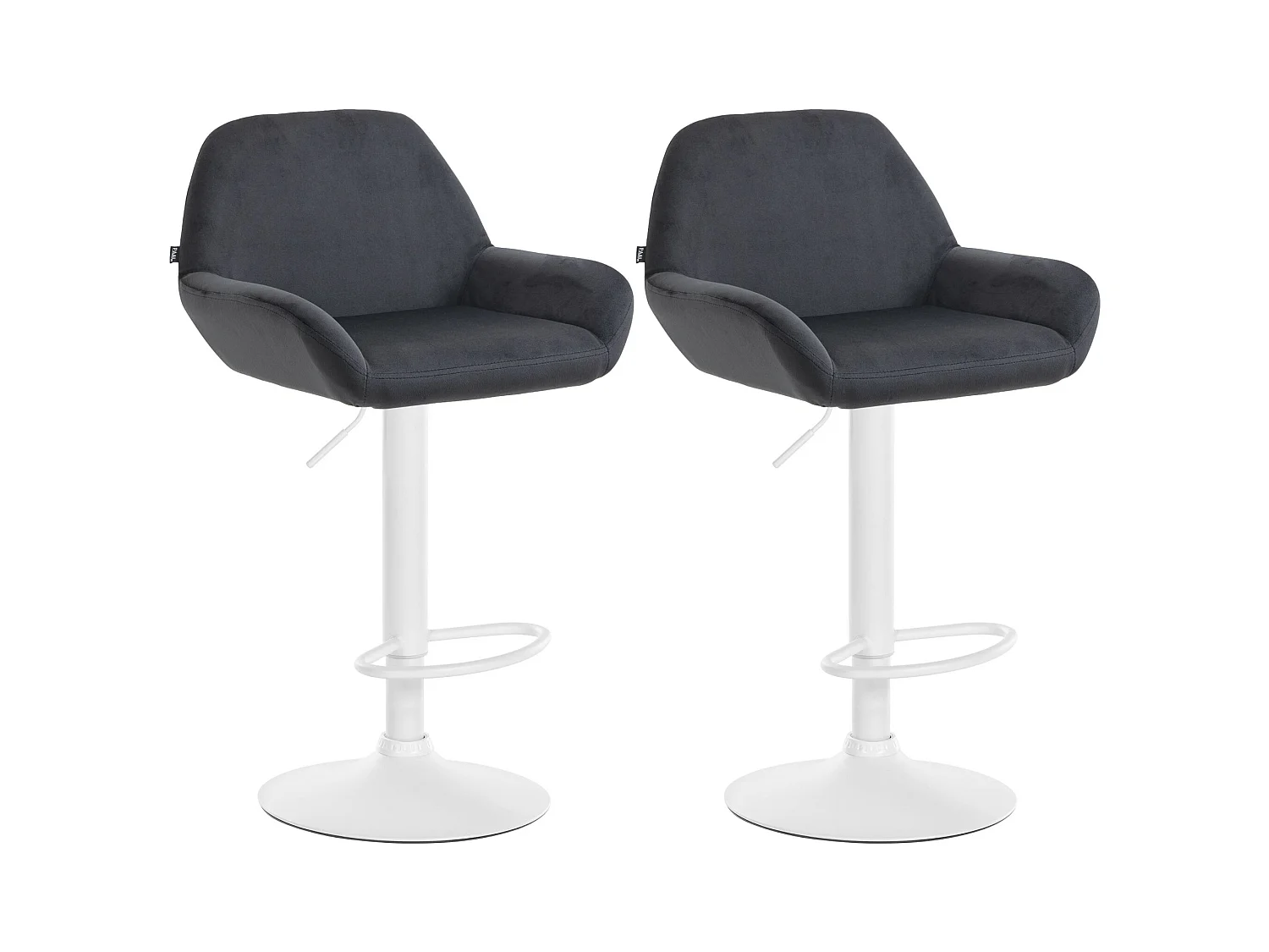 Lot de 2  Tabouret de bar - Velours - Noir - Braga
