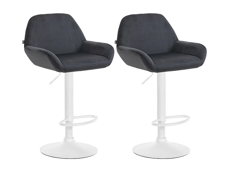 Lot de 2  Tabouret de bar - Velours - Noir - Braga