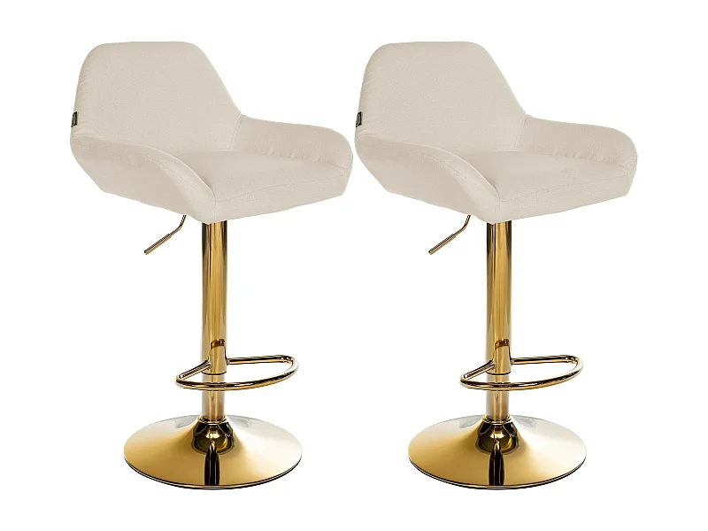 Lot de 2  Tabouret de bar - Tissu & Métal - Crème - Braga