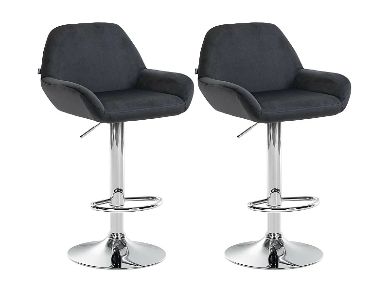 Lot de 2  Tabouret de bar - Velours - Noir - Braga