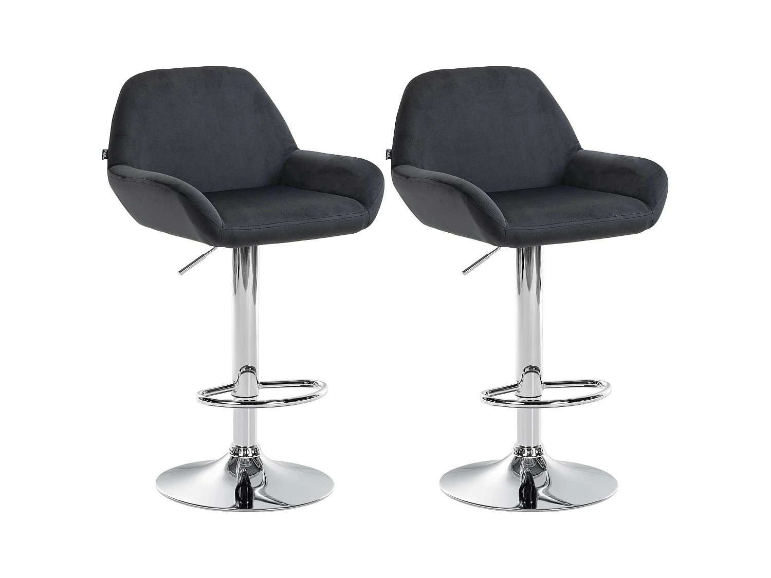 Lot de 2  Tabouret de bar - Velours - Noir - Braga