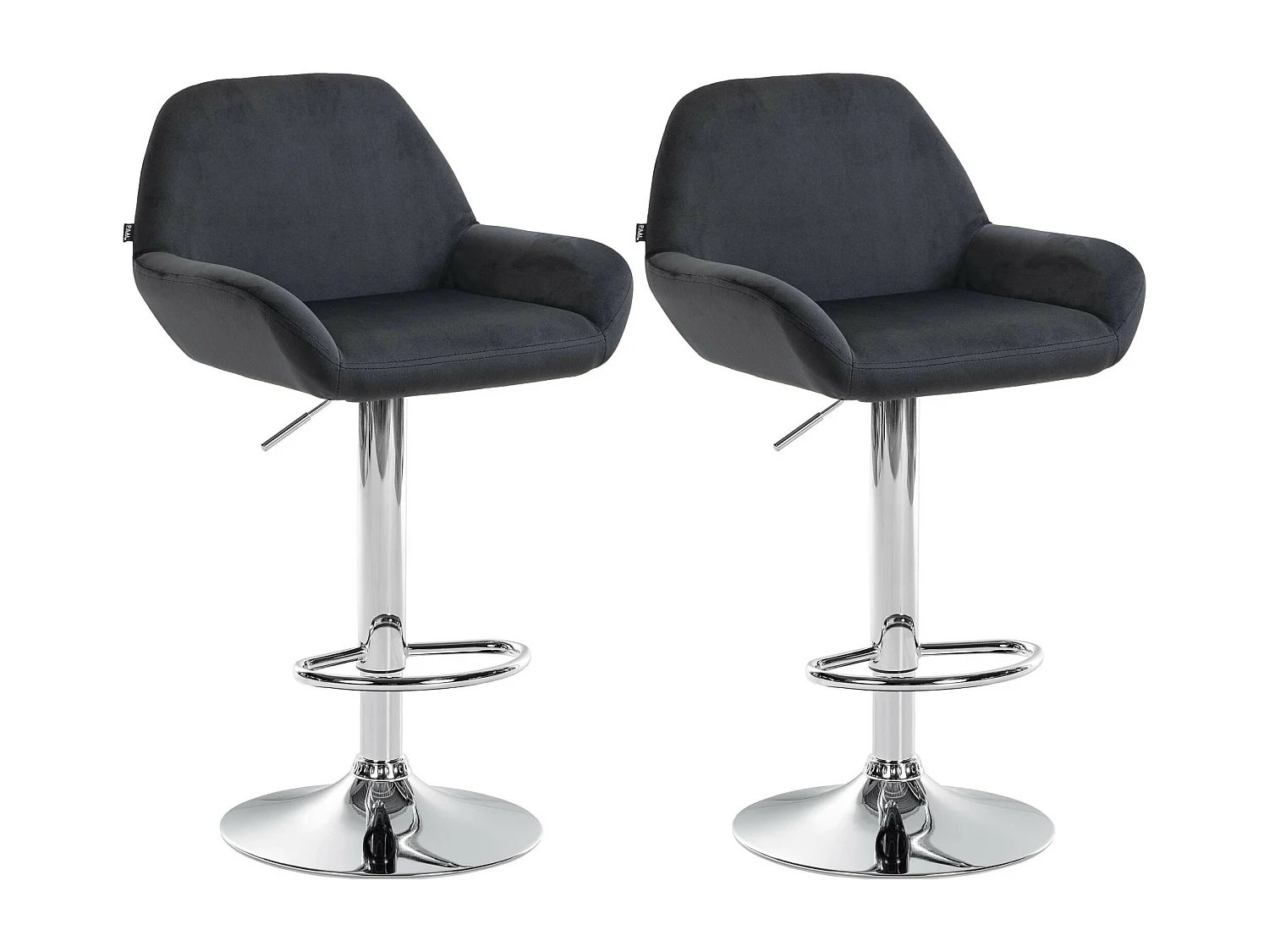 Lot de 2  Tabouret de bar - Velours - Noir - Braga